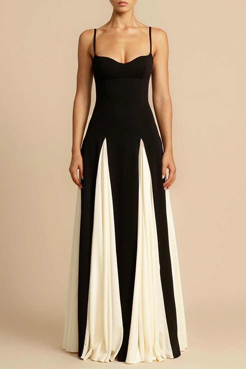 acelimosf™-Sexy Solid Contrast V Neck Sling Dresses