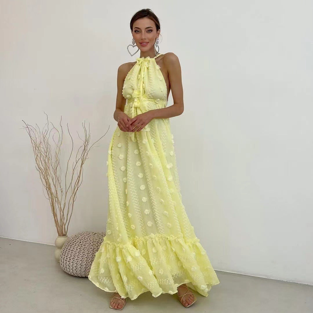 acelimosf™-Sweet Elegant Solid Patchwork Halter Cake Skirt Dresses