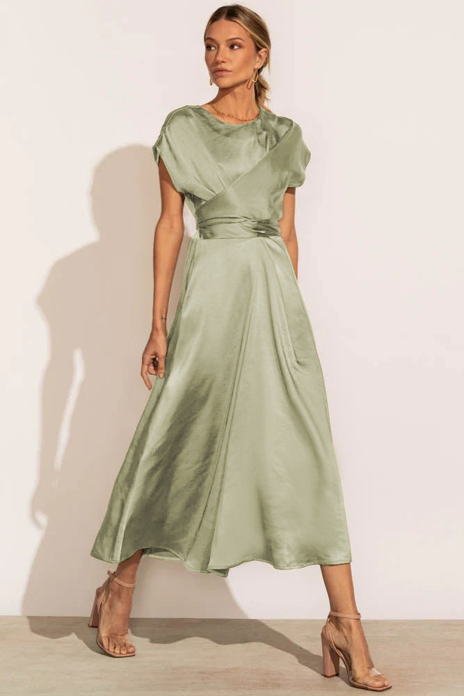 acelimosf™-lace-up satin sleeveless dress