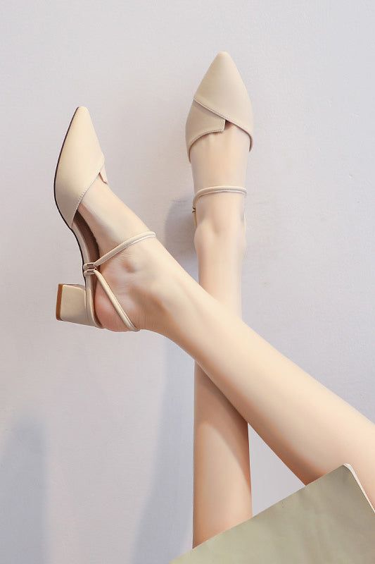 acelimosf™-Simple bag-toe French evening style thick heel high heels