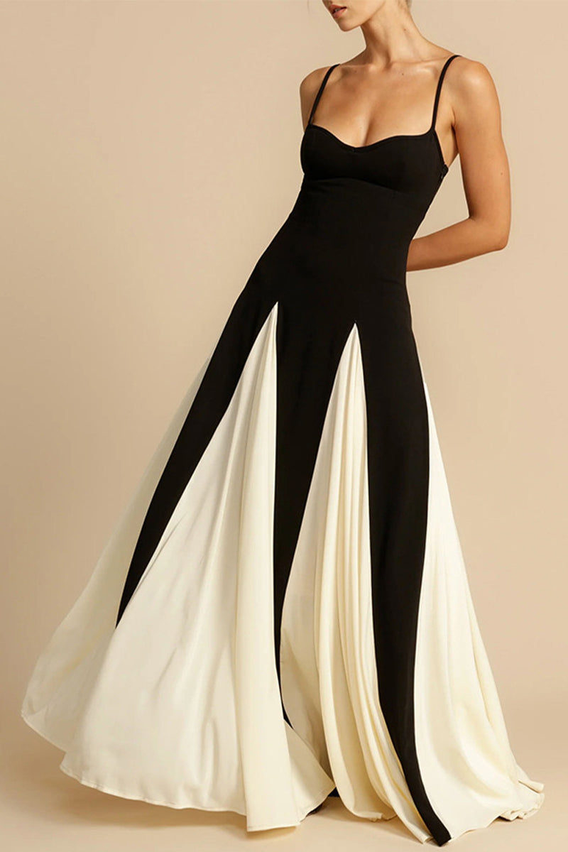 acelimosf™-Sexy Solid Contrast V Neck Sling Dresses