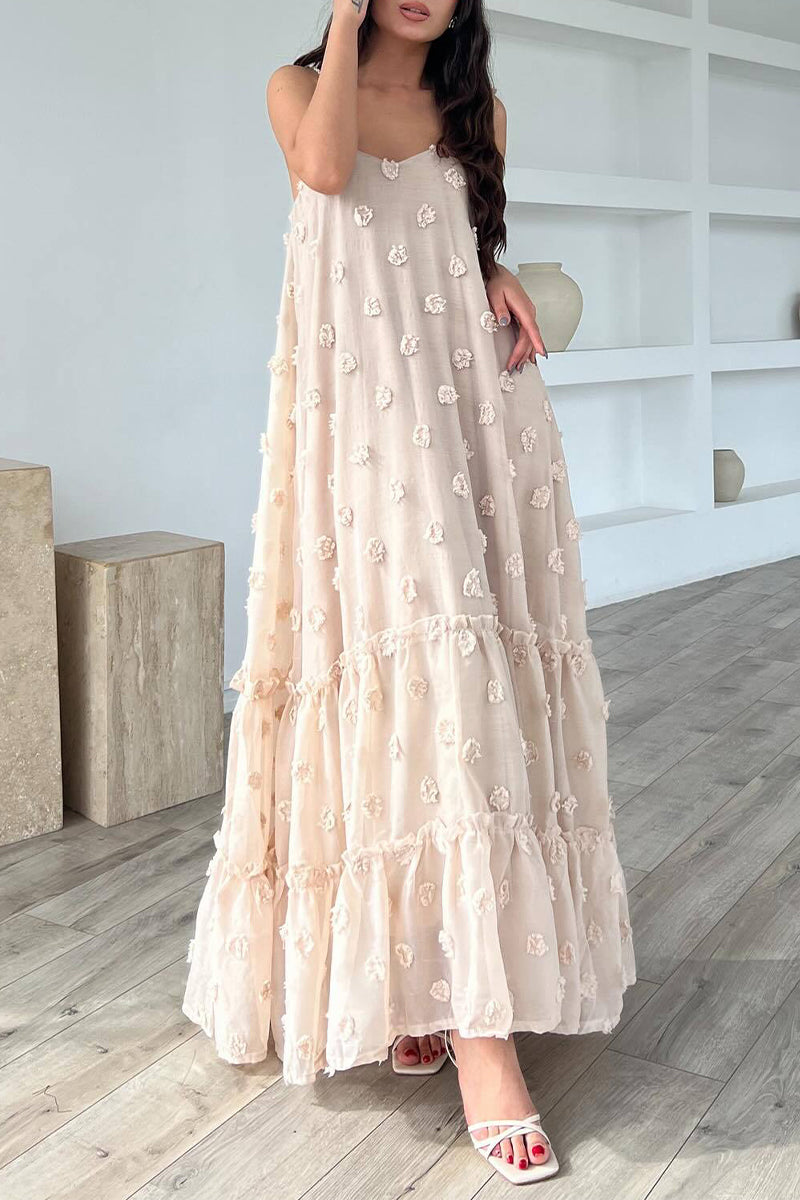 acelimosf™-Elegant Solid Flowers Square Collar Sling Dresses