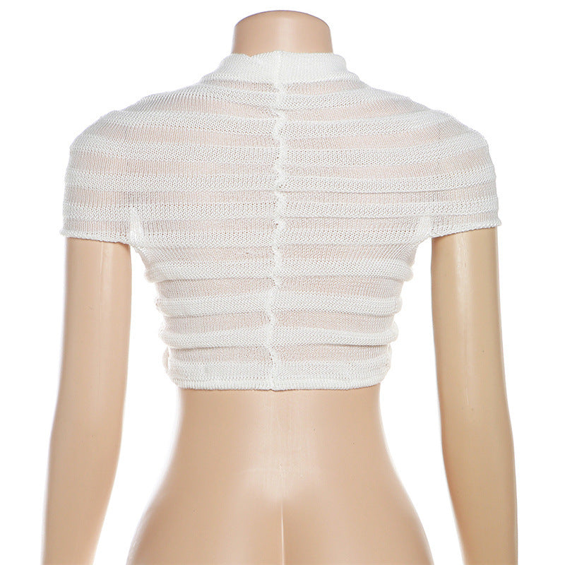 acelimosf™-Ruched textured see through short sleeve maxi skirt set