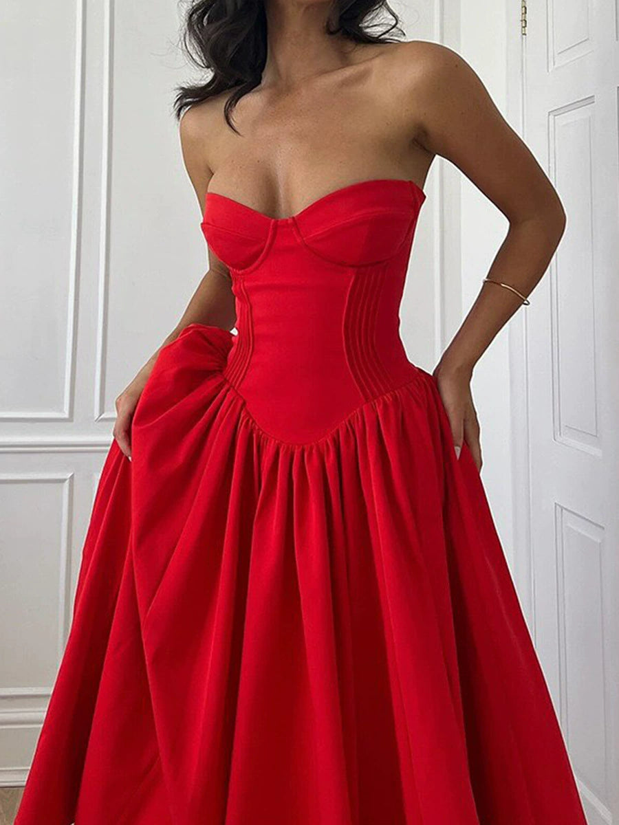acelimosf™-Summer sweet hot girl skirt high-end backless mid-length skirt women's clothing