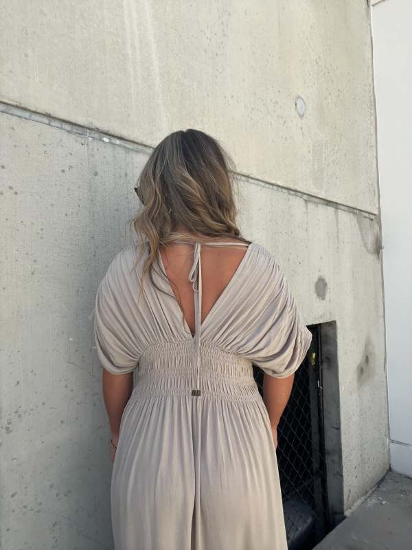 acelimosf™- SLIT V-NECK EFFORTLESS MAXI LONG DRESS