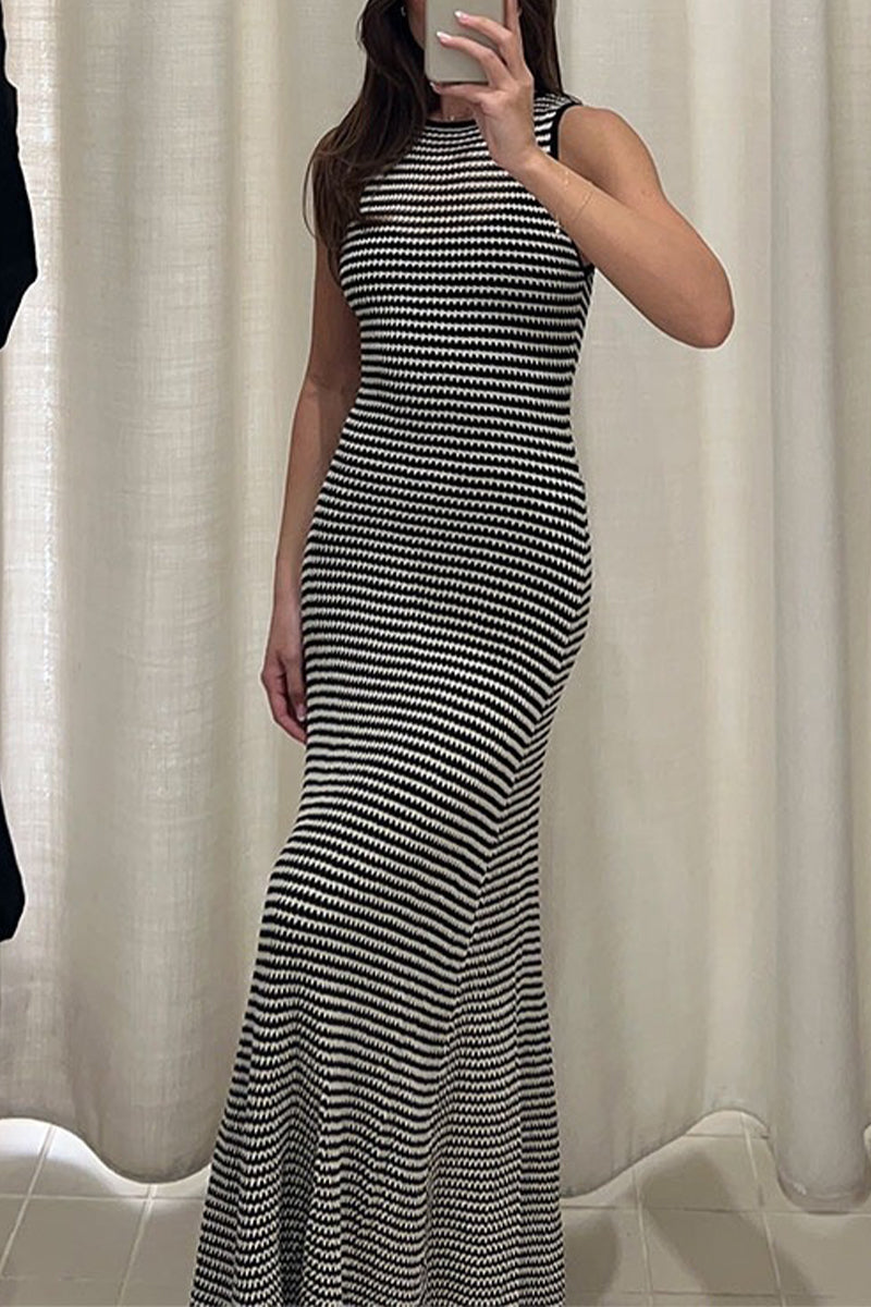 acelimosf™-Sexy Vacation Plaid Hollowed Out O Neck Beach Dresses