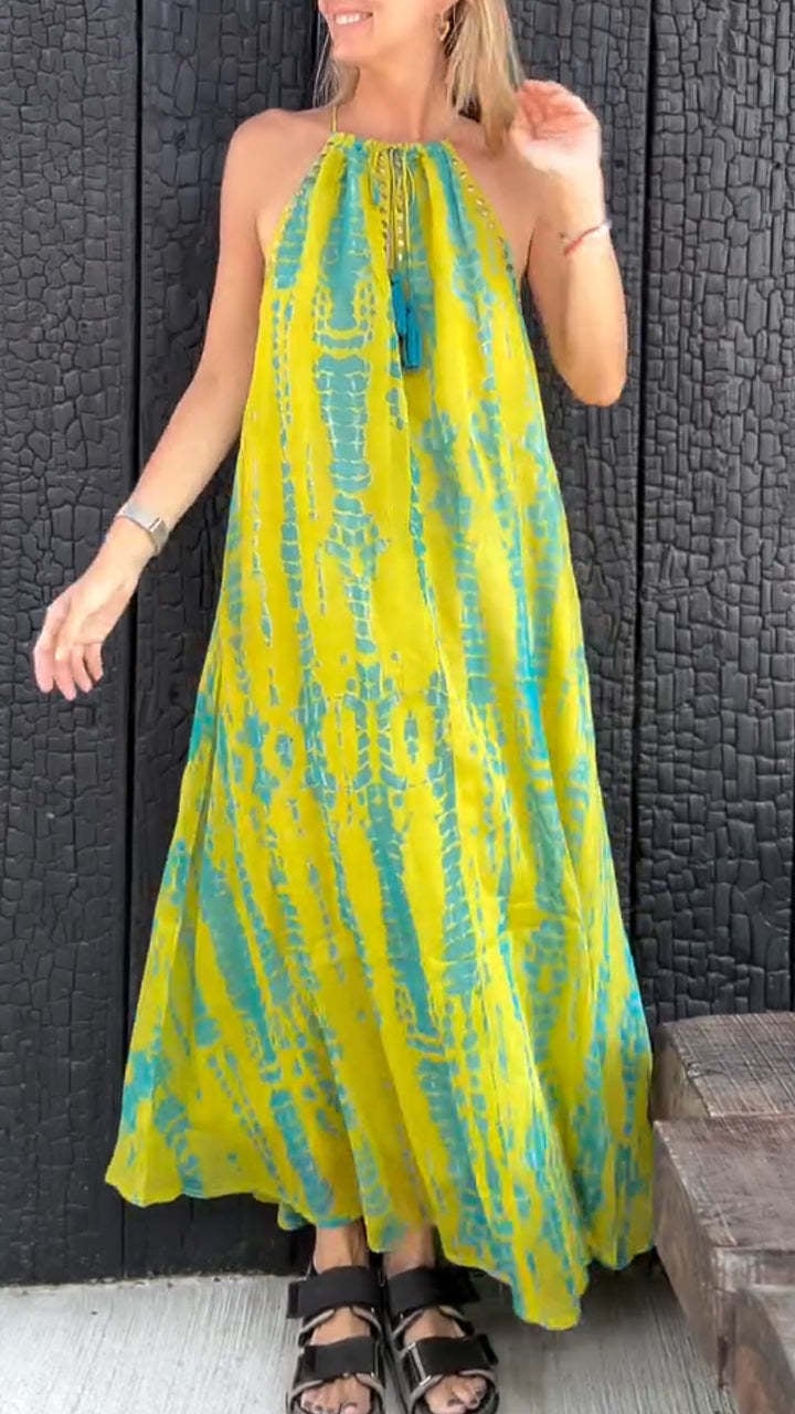 Women's Halter Neck Tie-Dye Holiday Casual Dress