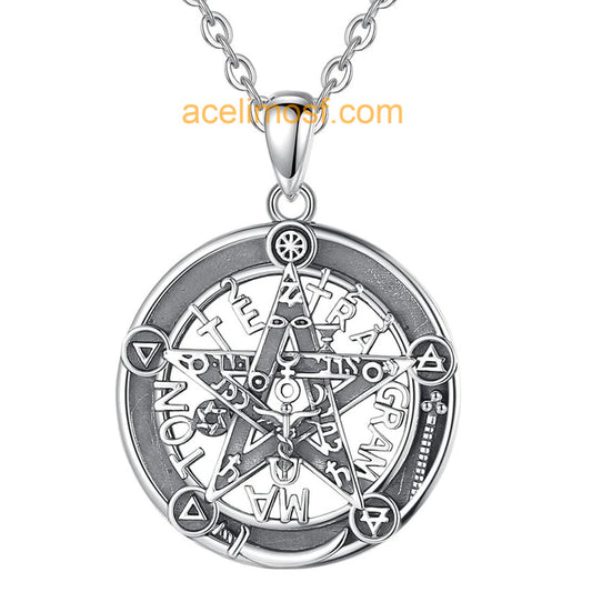 acelimosf™-Runes Pentagram Wiccan Necklace Viking Jewelry