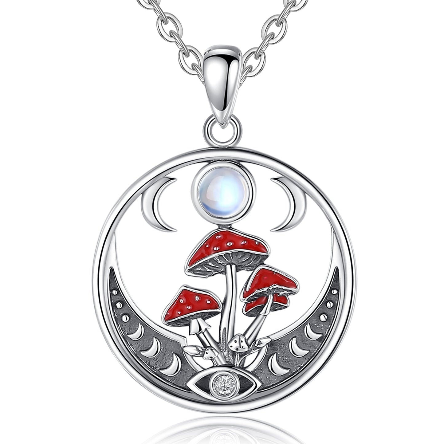 acelimosf™-Mushroom Opal Triple Moon Necklace Witchy Jewelry