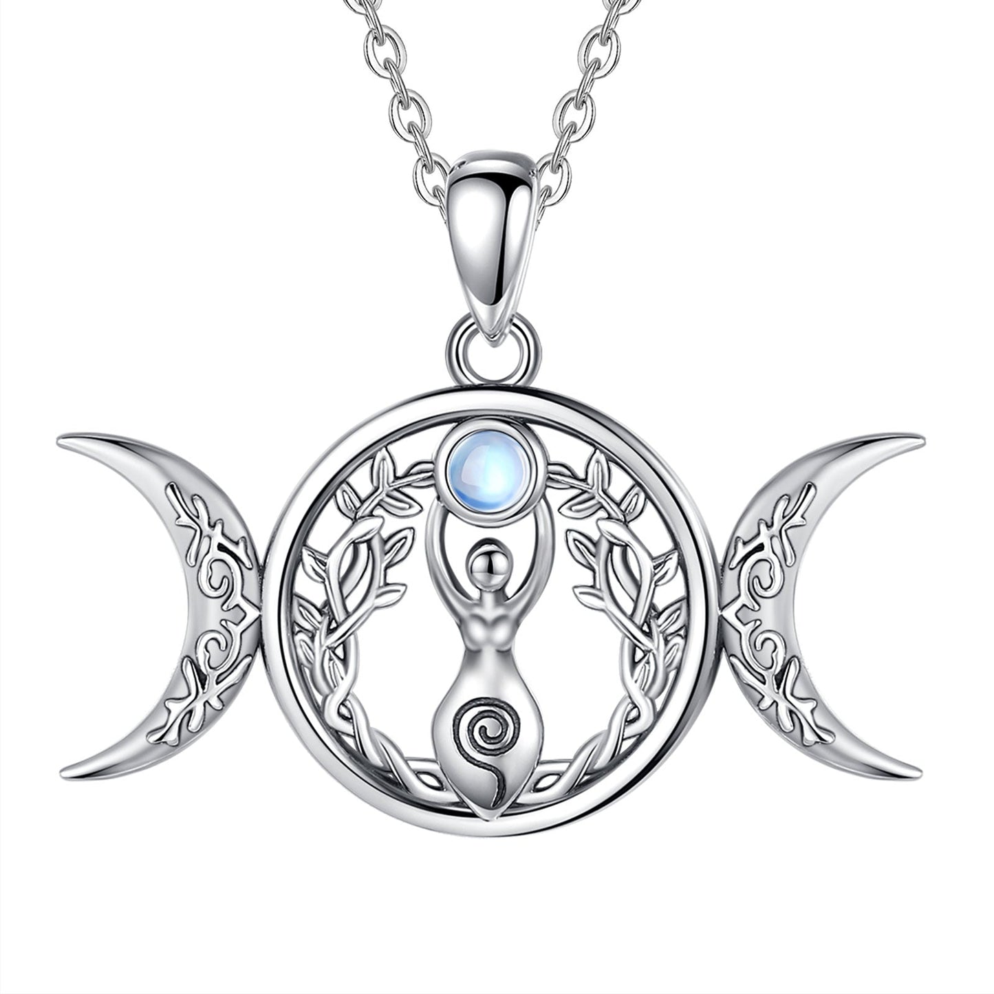 acelimosf™-Triple Moon Goddess Necklace Pagan Jewelry