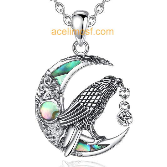 acelimosf™-Witchy Raven Moon Necklace