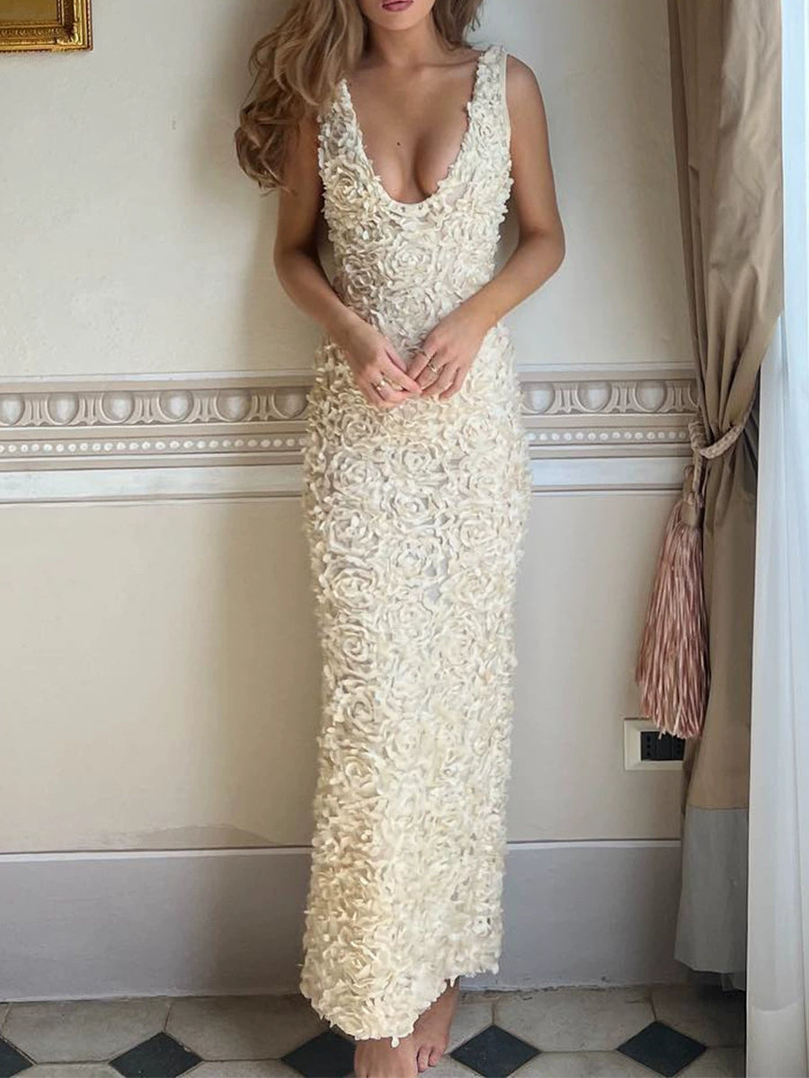 acelimosf™-Slit sleeveless long dress with backless unique and beautiful dress