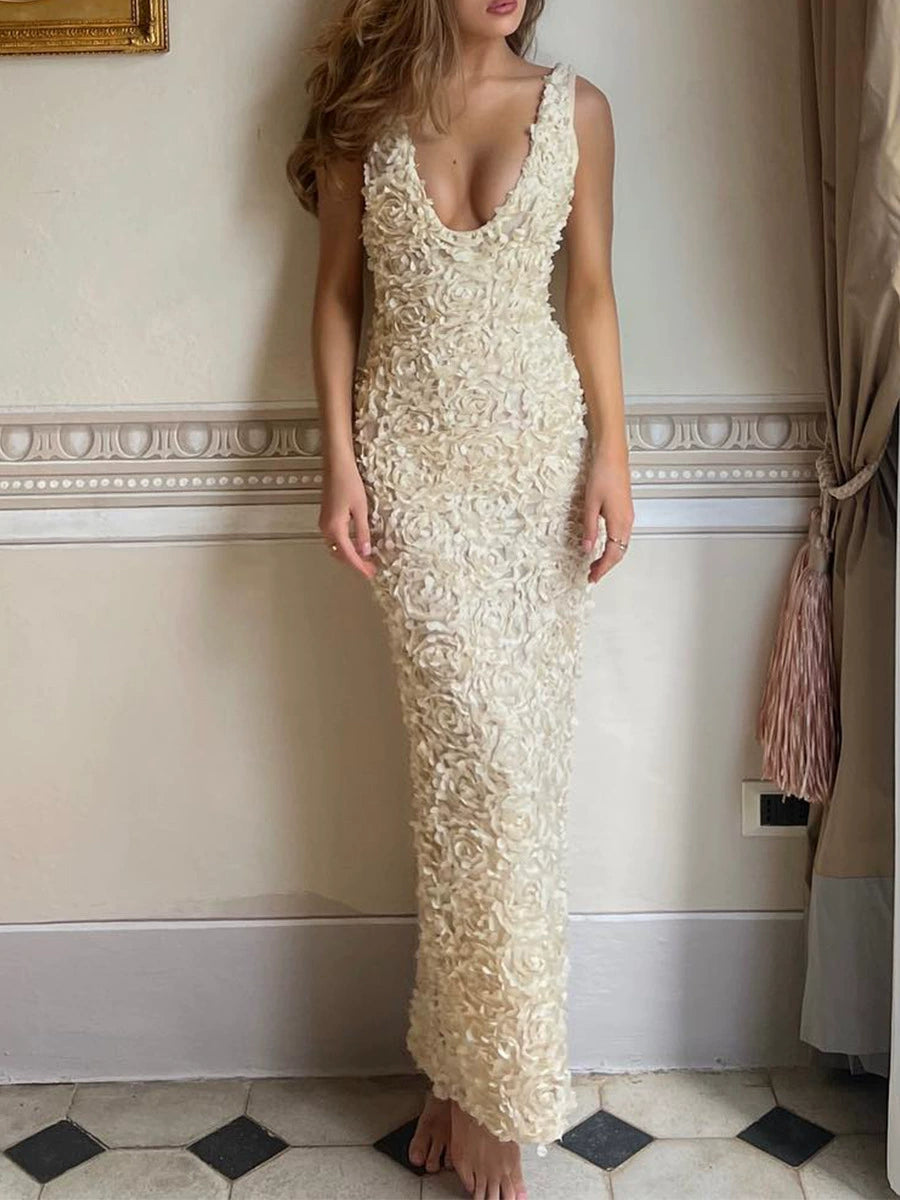 acelimosf™-Slit sleeveless long dress with backless unique and beautiful dress