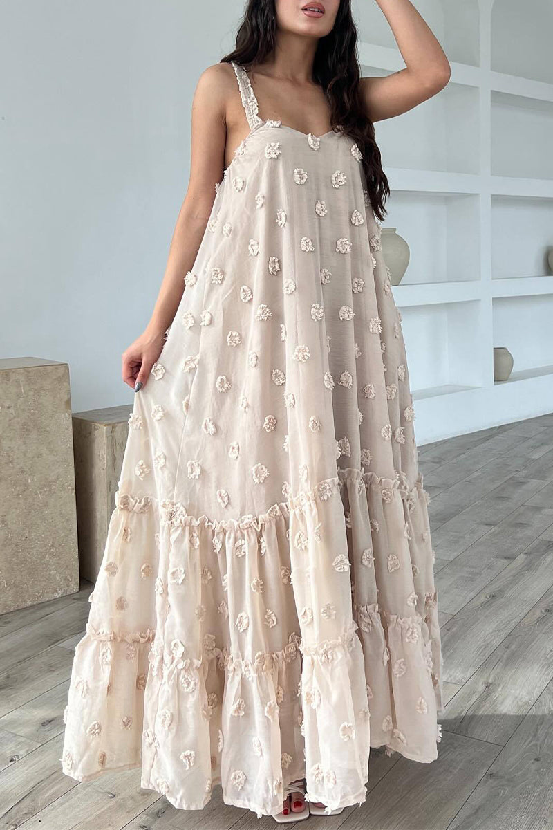 acelimosf™-Elegant Solid Flowers Square Collar Sling Dresses