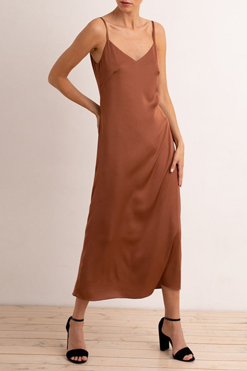 acelimosf™-Fashion Elegant Solid V Neck A Line Dresses