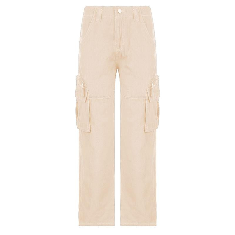 acelimosf™-Solid cargo pocket zip-up low rise jeans