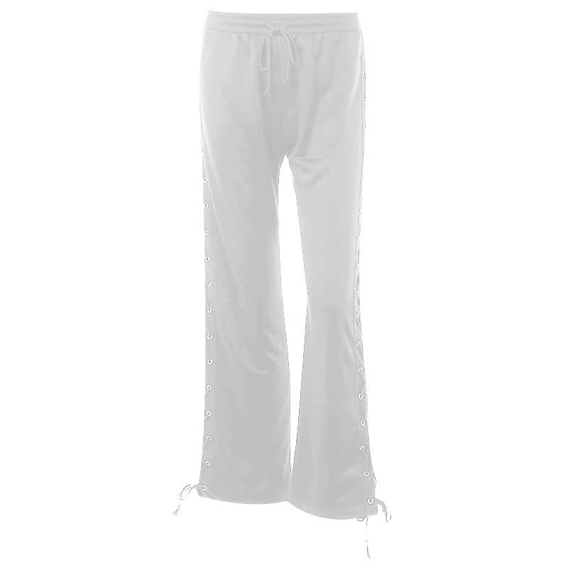 acelimosf™-Lace up solid hollow out medium rise pant goth Emo Darkwave Fashion