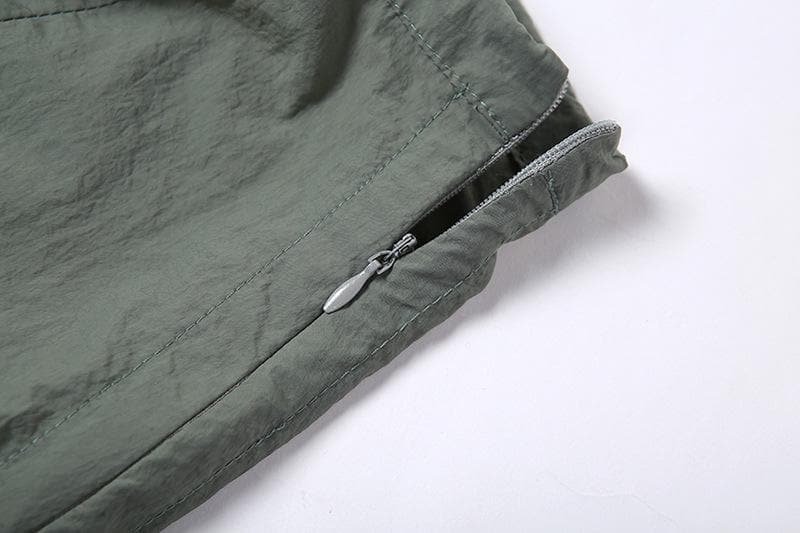acelimosf™-A line drawstring ruched solid zip-up mini skirt grunge 90s Streetwear Disheveled Chic Fashion grunge 90s Streetwear Distressed Fashion