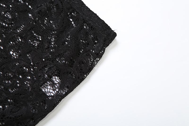 acelimosf™-Lace see through u neck backless cami maxi skirt set