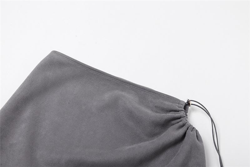 acelimosf™-Drawstring irregular ruched solid mini skirt y2k 90s Revival Techno Fashion