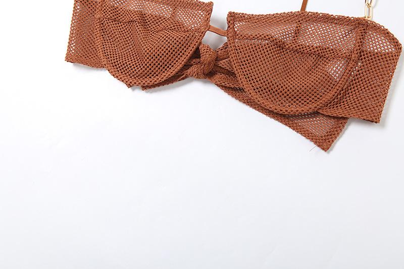 acelimosf™-See through bowknot knotted hollow out cami maxi skirt set