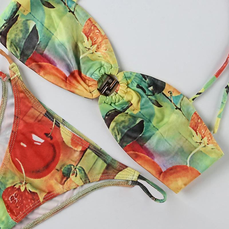 acelimosf™-Halter fruit print o ring pant set