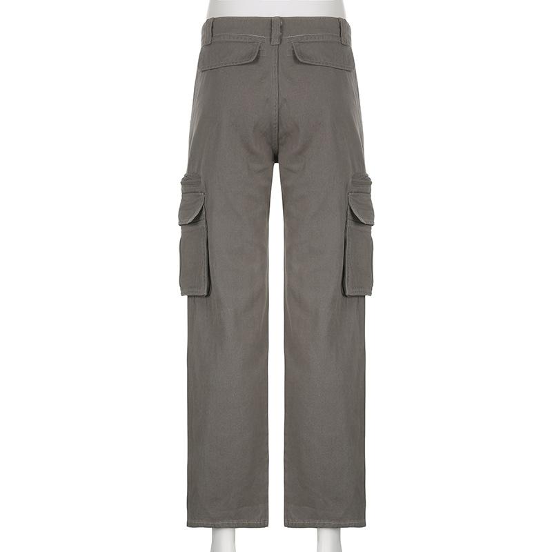 acelimosf™-Solid cargo pocket zip-up low rise jeans