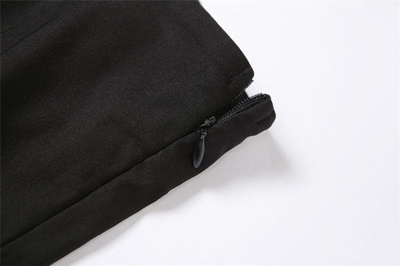 acelimosf™-High waist zip up metal chain short pant goth Alternative Darkwave Fashion goth Emo Darkwave Fashion