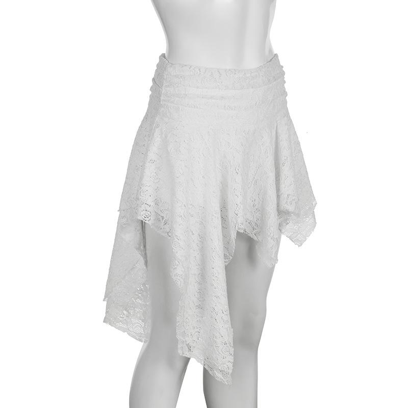 acelimosf™-Irregular lace solid mini skirt