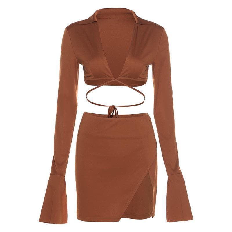 acelimosf™-Long flared sleeve skirt set