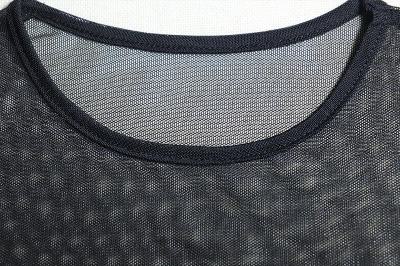 acelimosf™-Long sleeve mesh see through knotted mini skirt set
