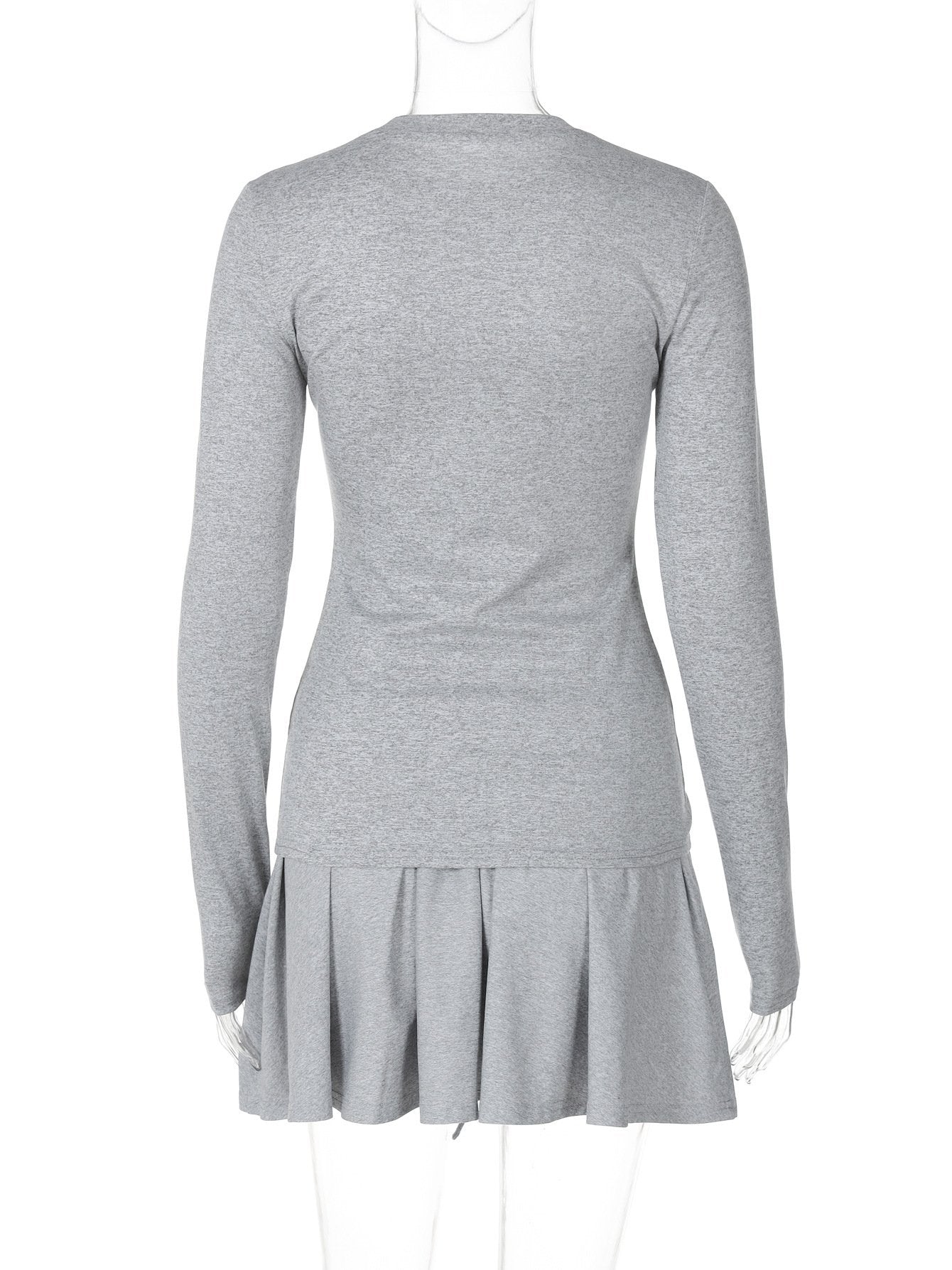acelimosf™-Long sleeve crewneck solid mini skirt set