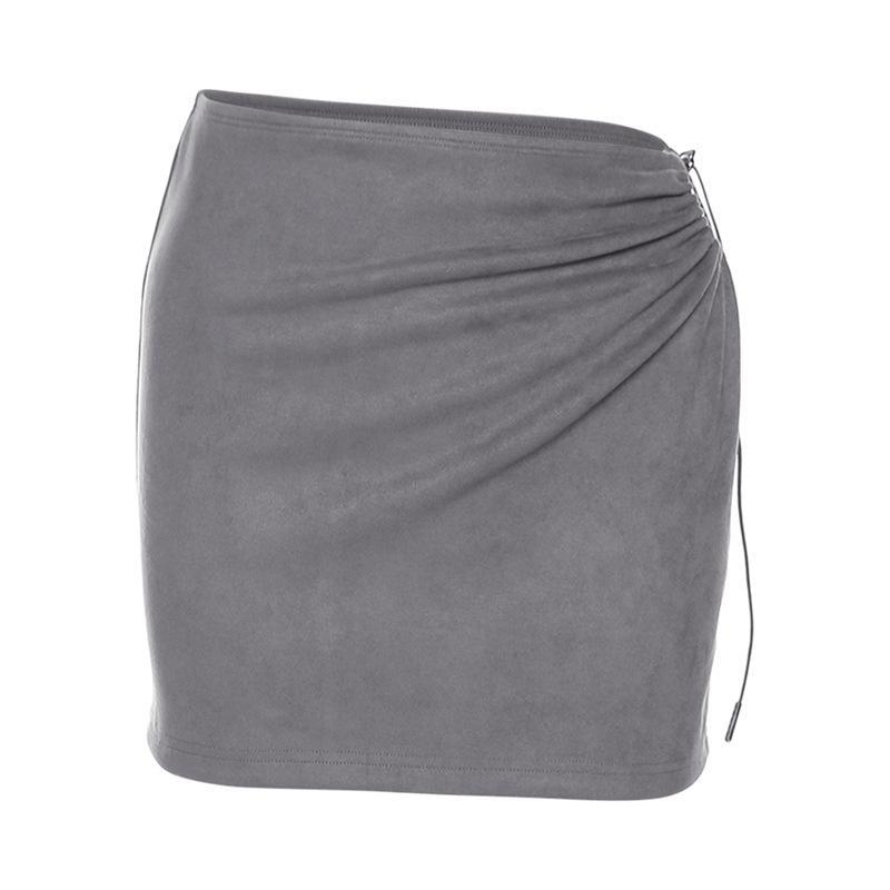 acelimosf™-Drawstring irregular ruched solid mini skirt y2k 90s Revival Techno Fashion