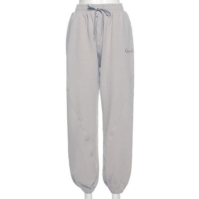 acelimosf™-Letter embroidered cotton sweat pant y2k 90s Revival Techno Fashion