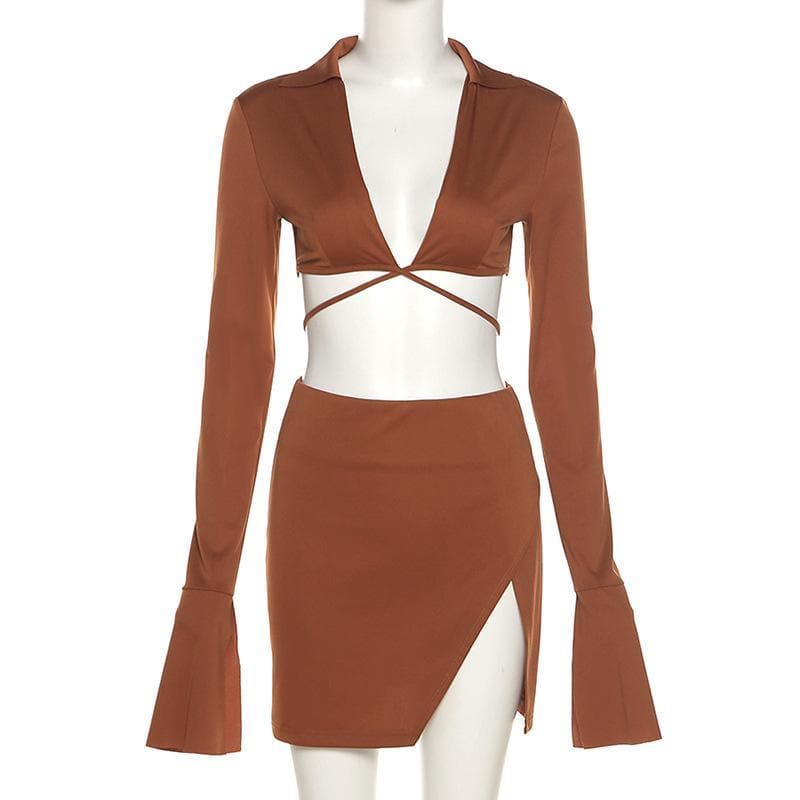 acelimosf™-Long flared sleeve skirt set