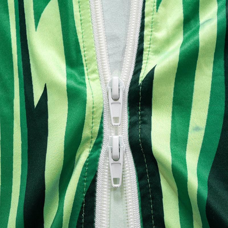 acelimosf™-Slit contrast long sleeve turnover collar zip-up skirt set cyberpunk Sci-Fi Fashion