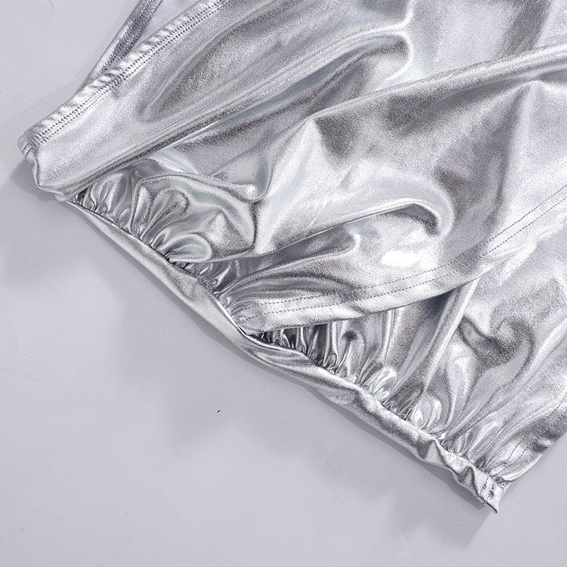acelimosf™-Cross front ruched metallic low rise mini skirt