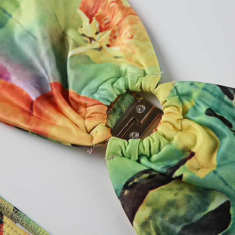 acelimosf™-Halter fruit print o ring pant set