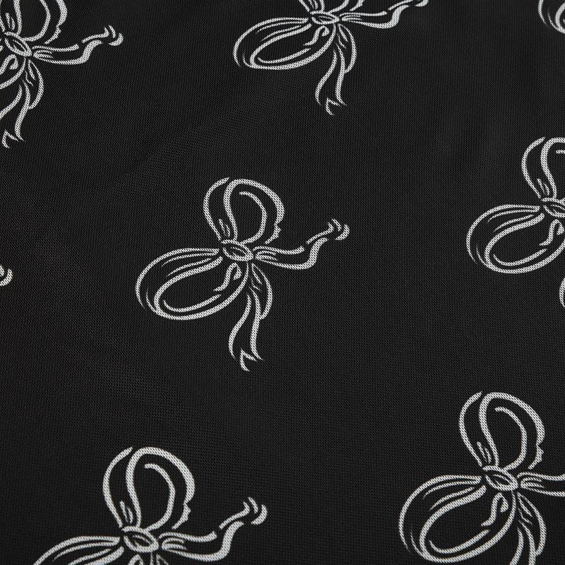 acelimosf™-Bowknot print mesh mini skirt