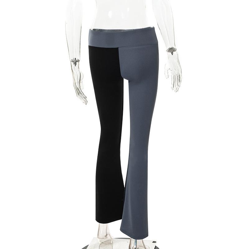 acelimosf™-Contrast irregular patchwork flared pant y2k 90s Revival Techno Fashion