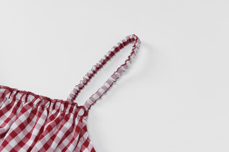 acelimosf™-Plaid print smocked cami pant set