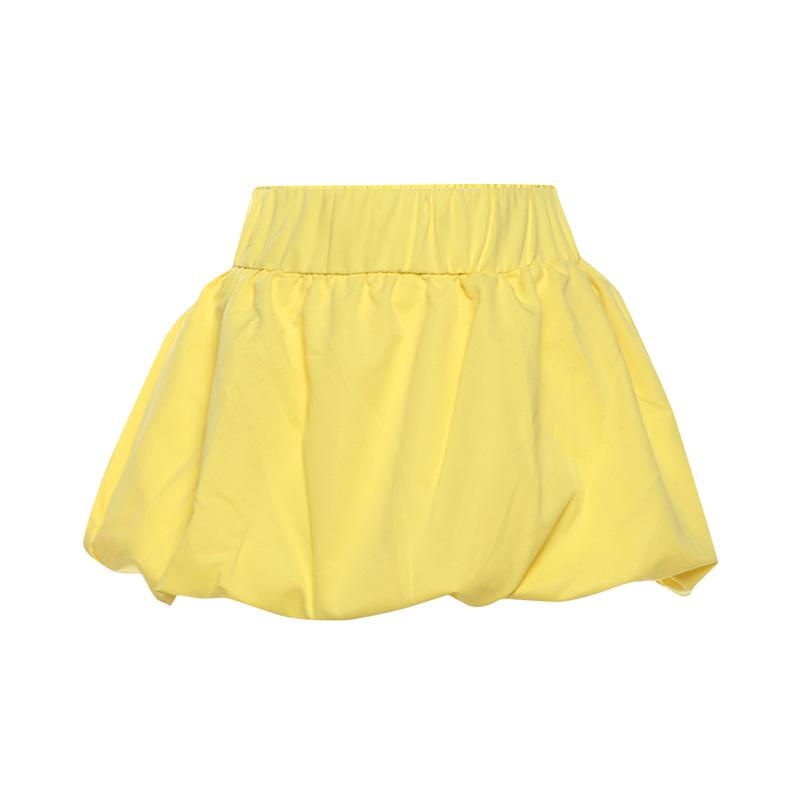 acelimosf™-Ruched high rise solid bubble mini skirt
