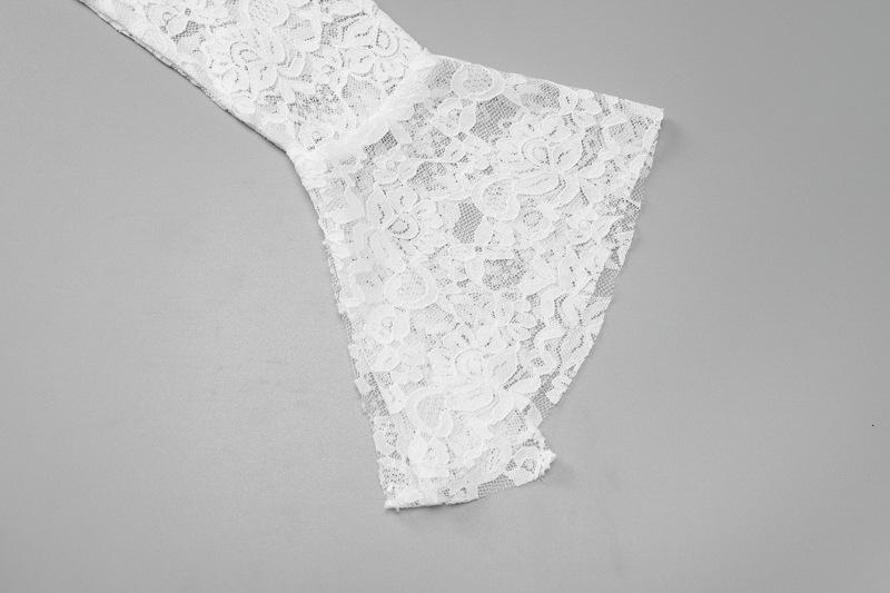 acelimosf™-Long flared sleeve ruched lace sweetheart neck solid mini skirt set