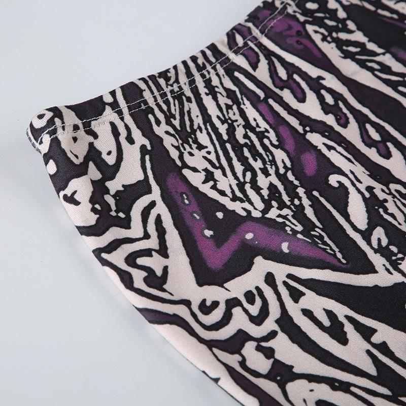 acelimosf™-Print high rise abstract contrast maxi skirt