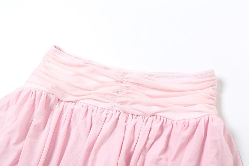 acelimosf™-Halter ruffle mesh v neck ruched mini skirt set