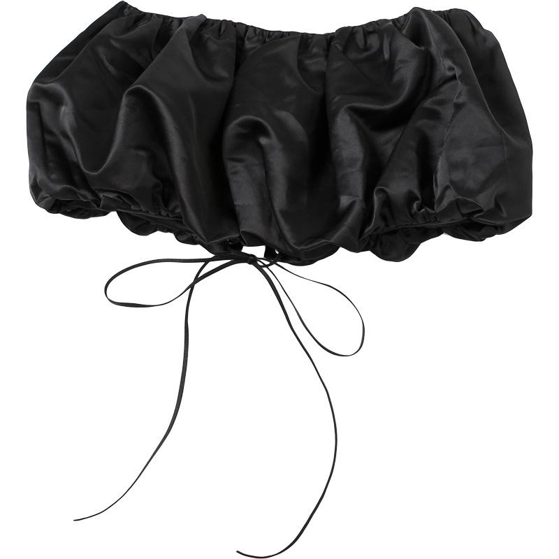 acelimosf™-Lace up solid ruched ribbon mini skirt