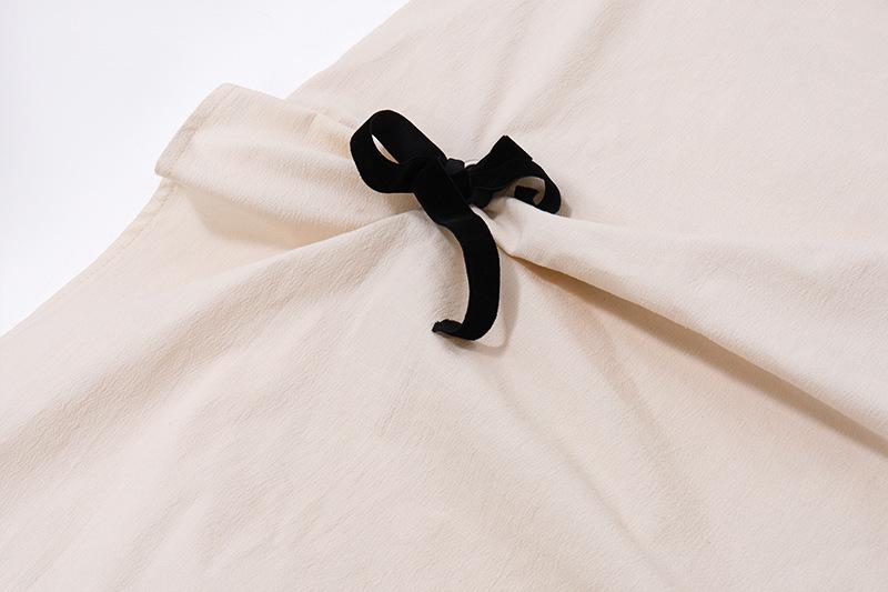 acelimosf™-Bowknot ruched zip-up slit irregular contrast midi skirt