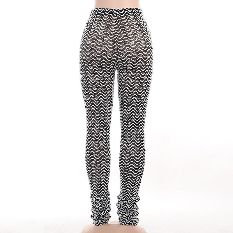 acelimosf™-Ripple contrast textured high rise pant y2k 90s Revival Techno Fashion