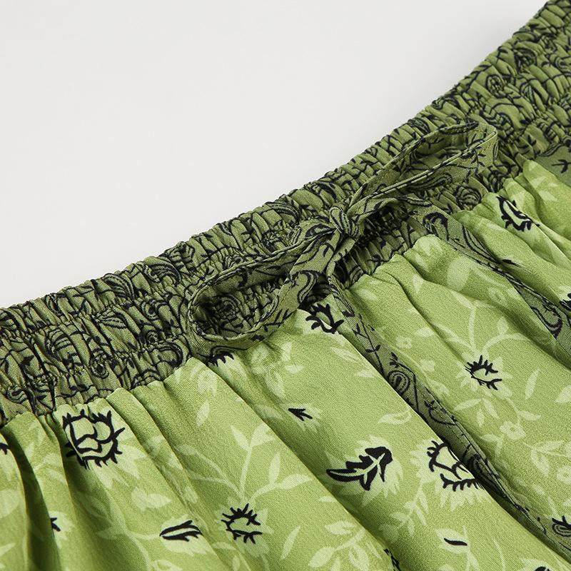 acelimosf™-Contrast print self tie ruched maxi skirt