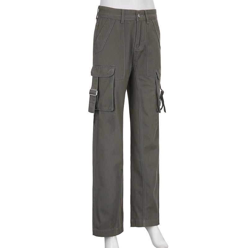 acelimosf™-Solid cargo pocket medium rise zip-up jeans